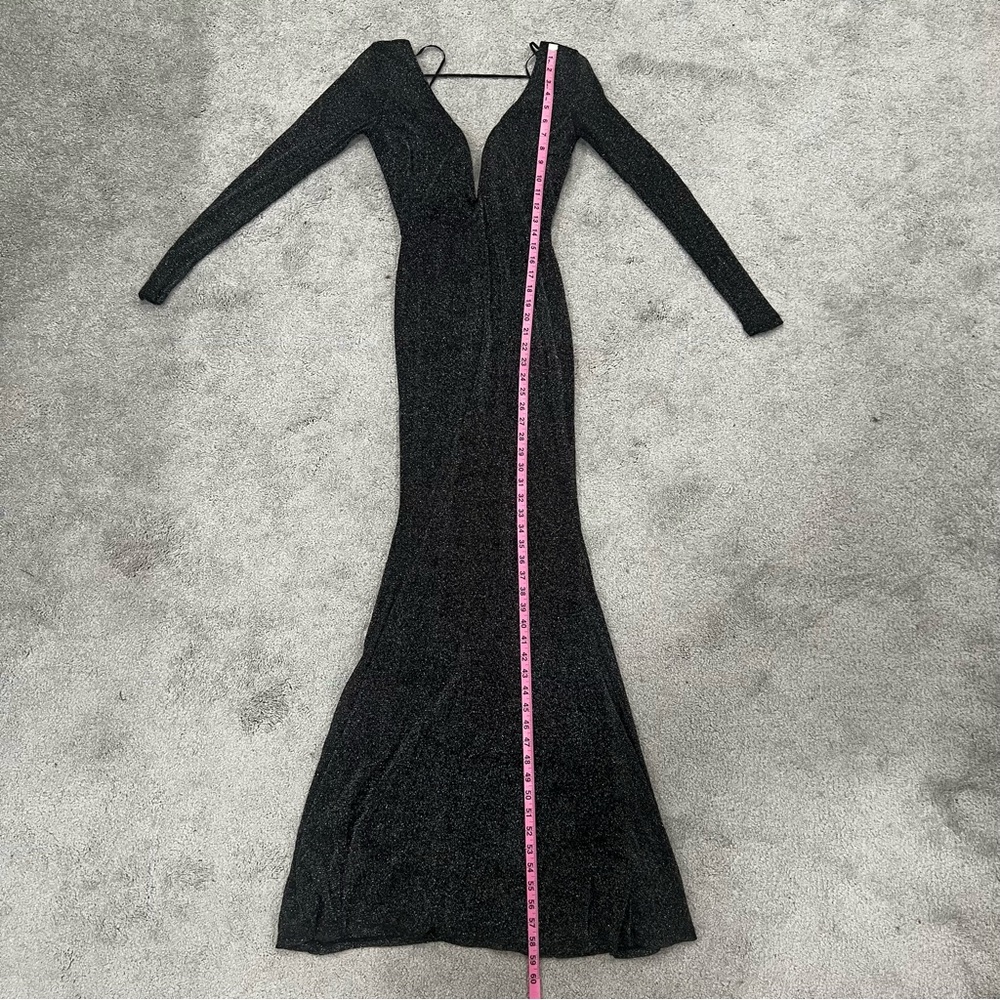 Lulus Feeling Sultry Black Sparkly Long Sleeve Backless Maxi Dress Women’s Sz S - Picture 11 of 14